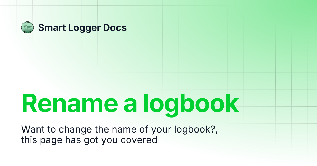 Rename a logbook | Smart Logger Docs