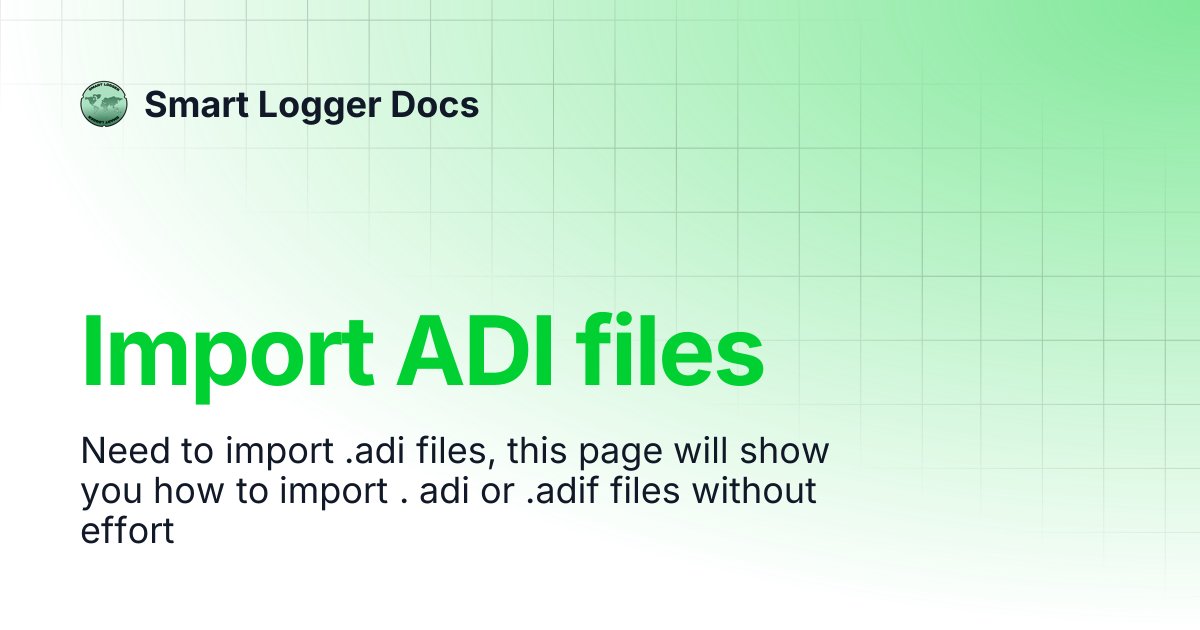 Import ADI files | Smart Logger Docs